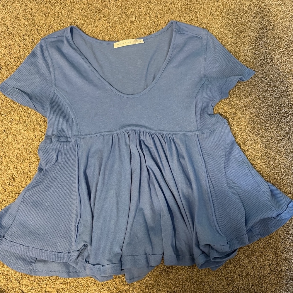 Altar'd State Blue Short Sleeve Blouse